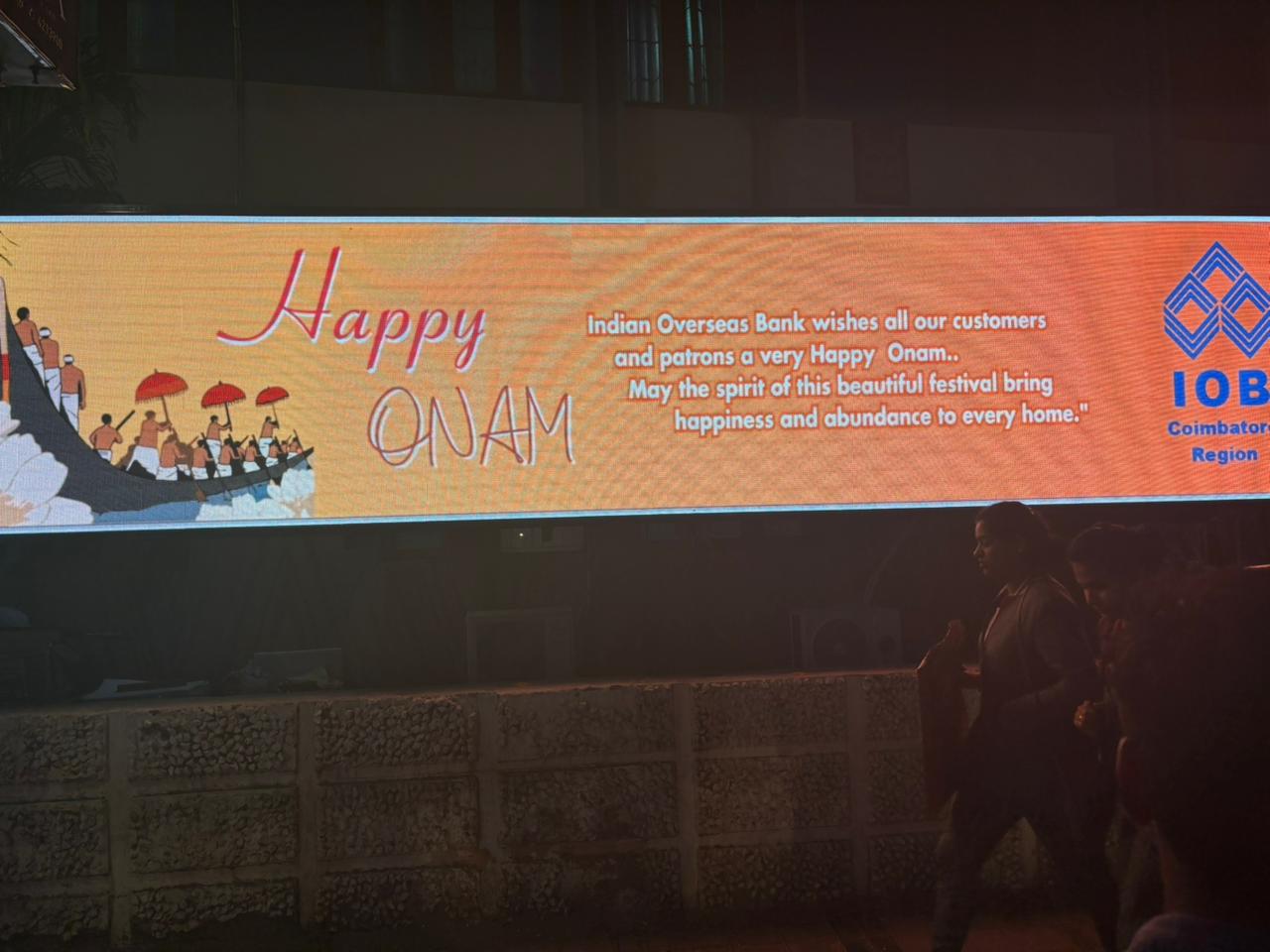 Indian Overseas Bank — Coimbatore region · LED display festive greeting, signage by Choice Advertising
